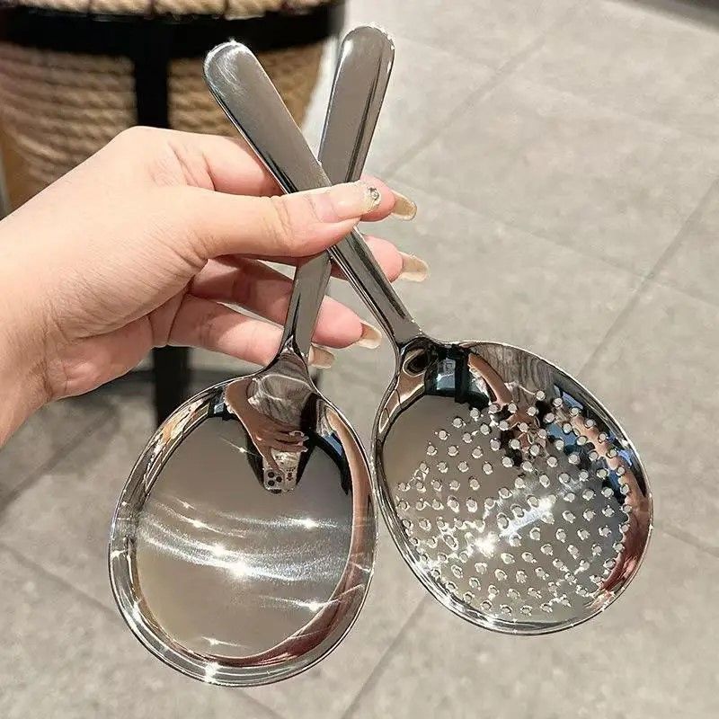 Stainless Steel Ladle  DrainHole Serving Spoon Set With HeatInsulated Handle 1 Or 2Pack 8