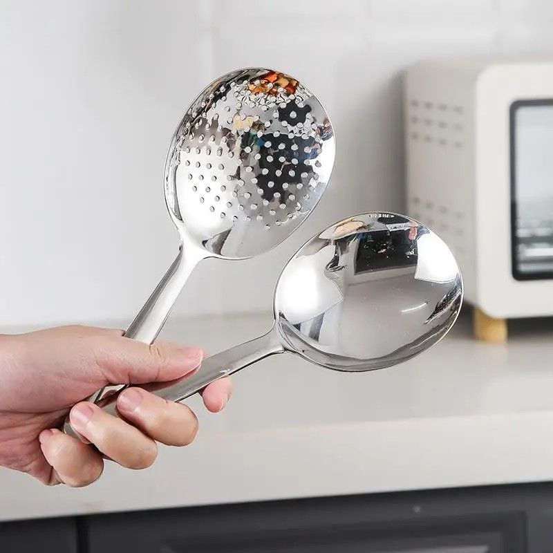 Stainless Steel Ladle  DrainHole Serving Spoon Set With HeatInsulated Handle 1 Or 2Pack 6