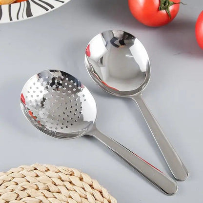 Stainless Steel Ladle  DrainHole Serving Spoon Set With HeatInsulated Handle 1 Or 2Pack 7