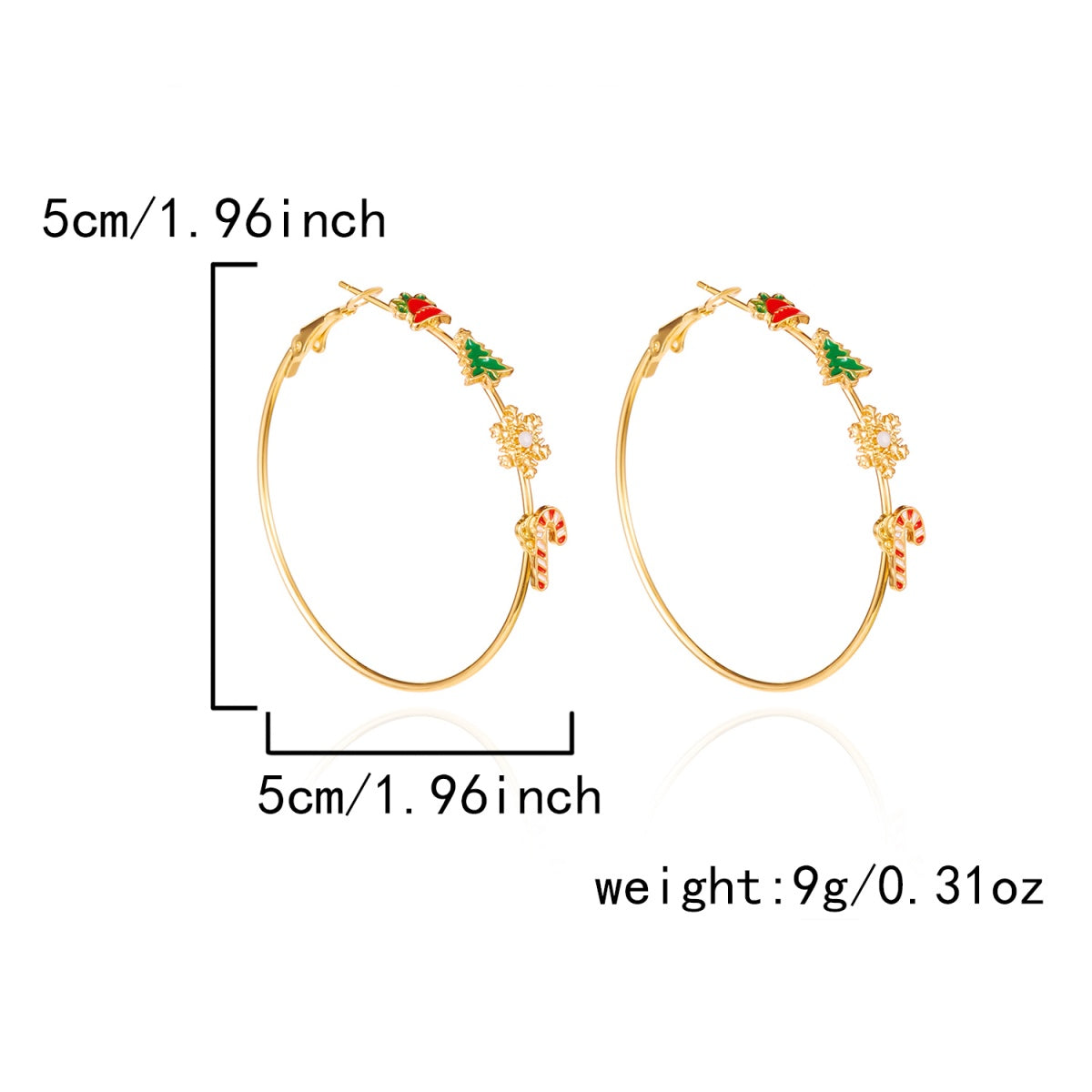 Holiday Dangle Earrings, Exaggerated Christmas Bell Tree Snowflake Hoop Earrings, Round Circle Earrings for Women
