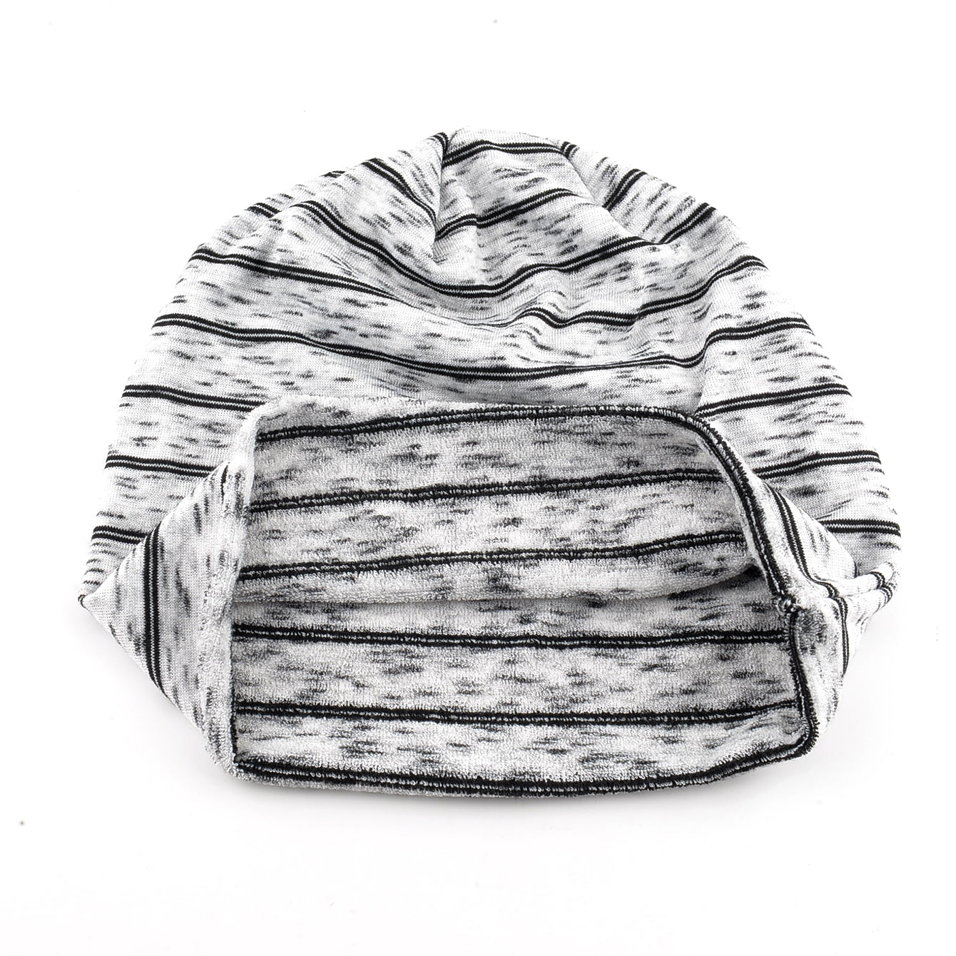 Highly Elastic Striped Slouch Beanie Hat Single Layer Knitted For Men Women Large Head Size Chemo B
