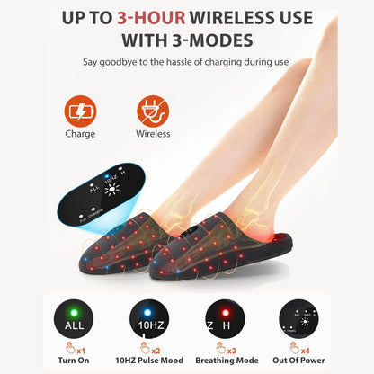 LED Red Light Therapy Slippers Infrared Foot Massager Rechargeable Foot Therapy Device Pulse Foot T