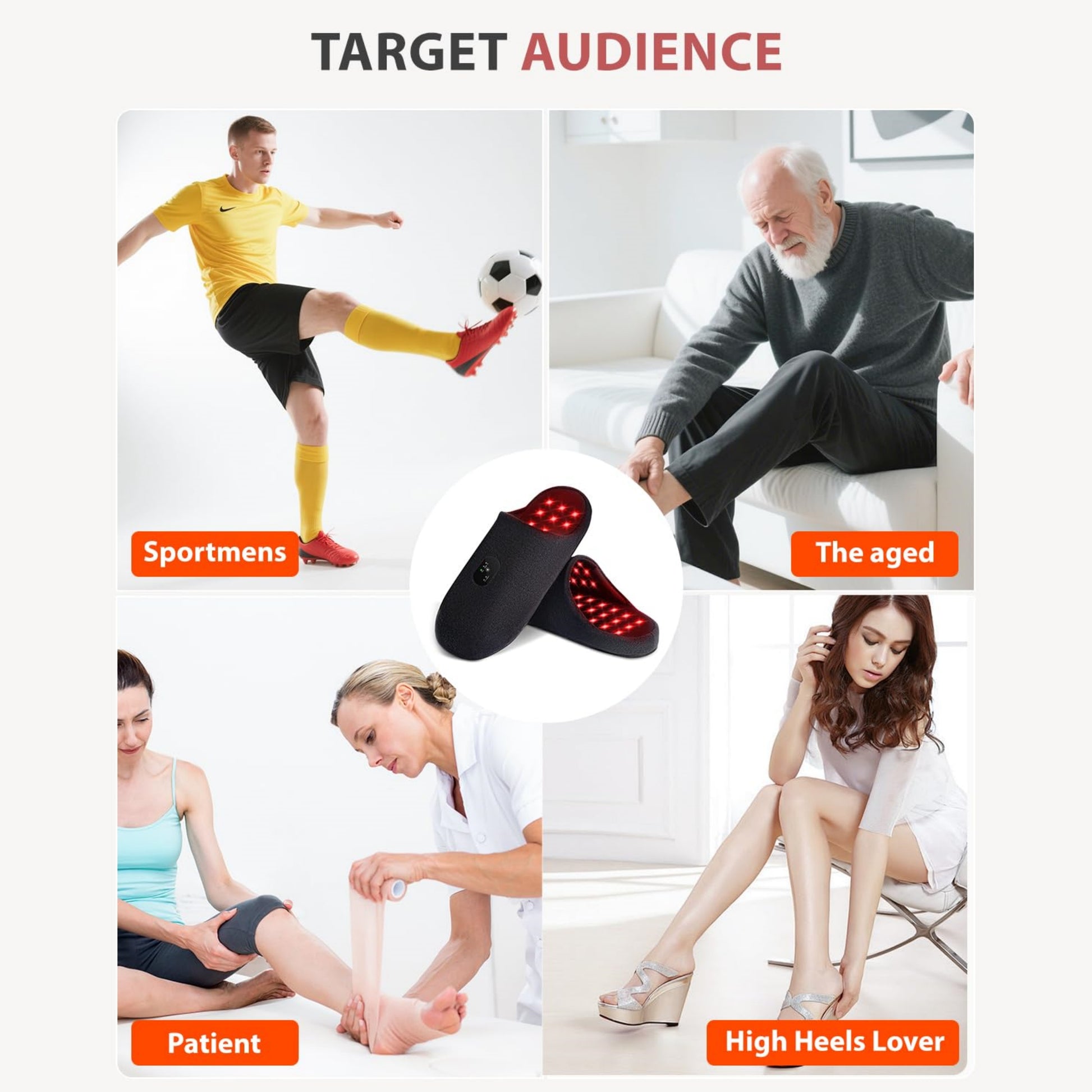LED Red Light Therapy Slippers Infrared Foot Massager Rechargeable Foot Therapy Device Pulse Foot T