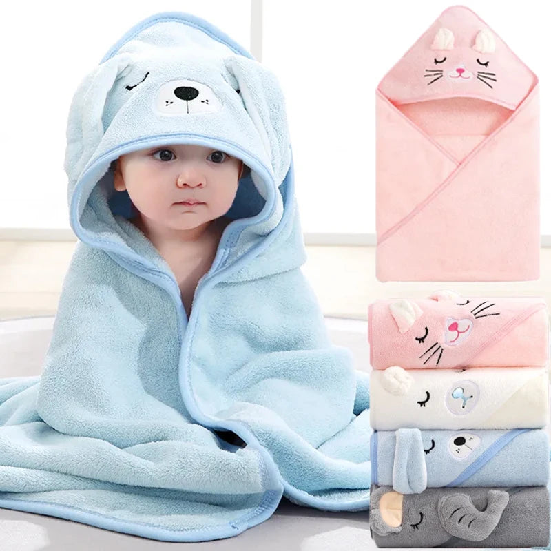 Toddler Bathrobe Warm Sleeping Swaddle Wrap Baby Hooded Towel