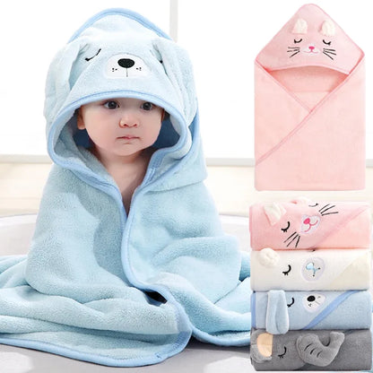 Toddler Bathrobe Warm Sleeping Swaddle Wrap Baby Hooded Towel