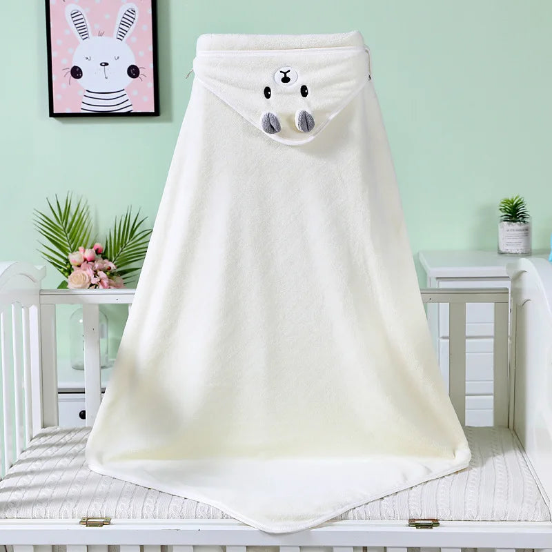 Toddler Bathrobe Warm Sleeping Swaddle Wrap Baby Hooded Towel 6