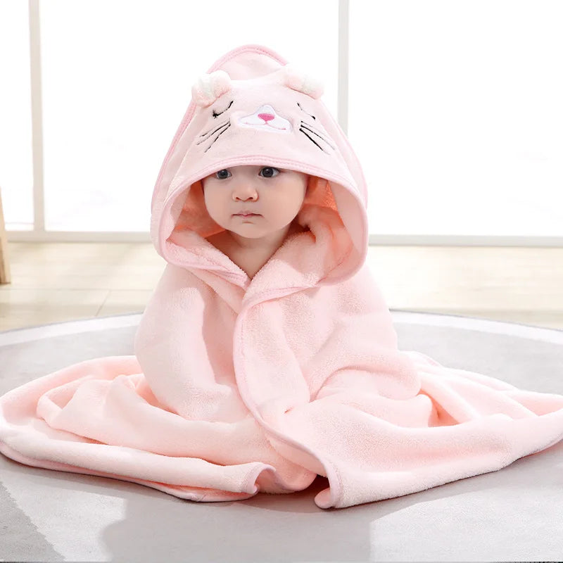 Toddler Bathrobe Warm Sleeping Swaddle Wrap Baby Hooded Towel 12