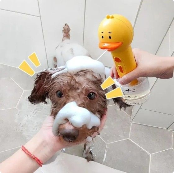 Yellow Duck USB Rechargeable Pet Foaming Bath Machine  Automatic Foam Soap Dispenser For Dogs  Cats