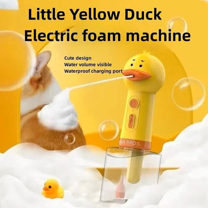 Yellow Duck USB Rechargeable Pet Foaming Bath Machine – Automatic Foam Soap Dispenser for Dogs & Cats