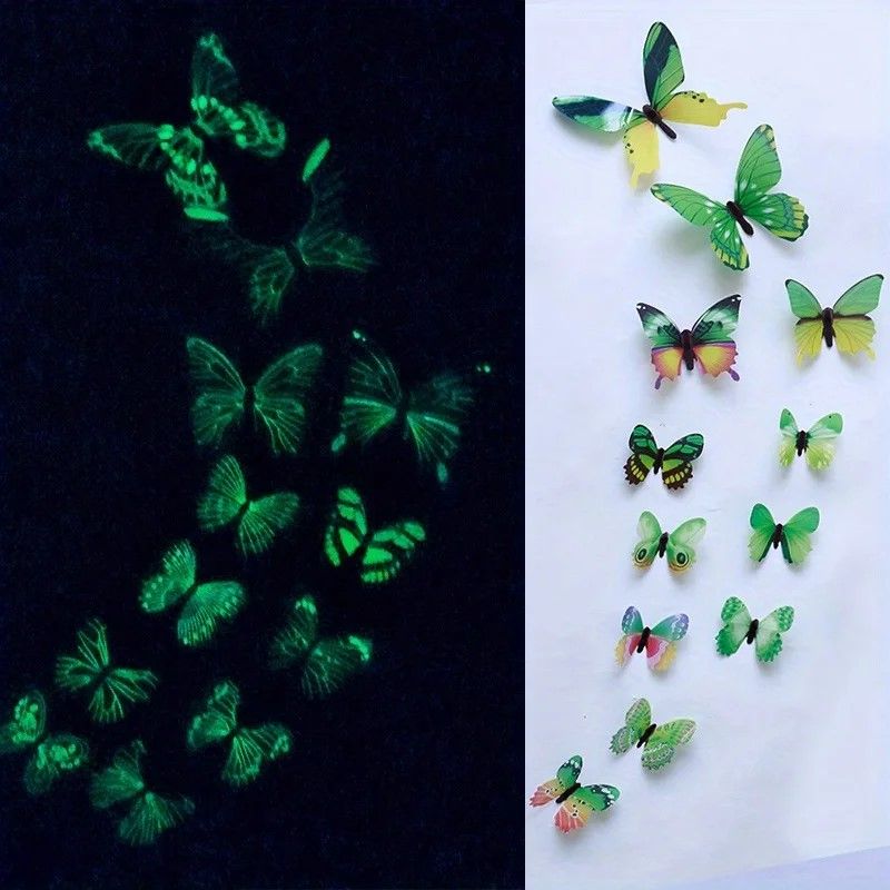 Luminous 3D Butterfly Wall Sticker Set  12Piece GlowUp DIY Home Decor 1