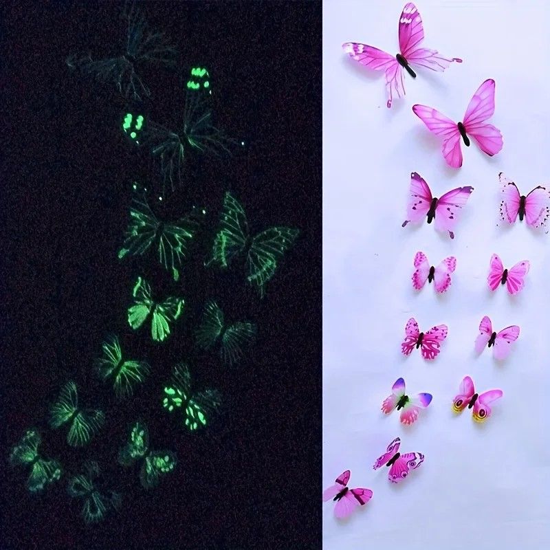 Luminous 3D Butterfly Wall Sticker Set  12Piece GlowUp DIY Home Decor 3