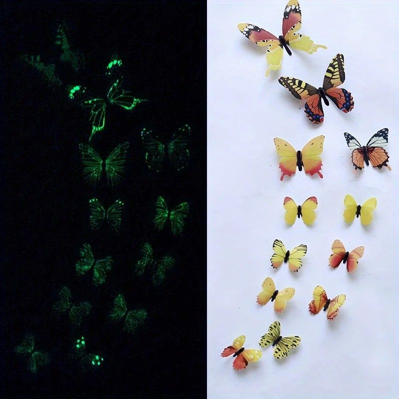 Luminous 3D Butterfly Wall Sticker Set  12Piece GlowUp DIY Home Decor 4