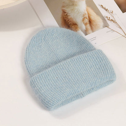 Real Rabbit Fur Winter Hat Fashion Women Beanie Warm Solid CoverWomen Solid Adult Cover Head Cap 6