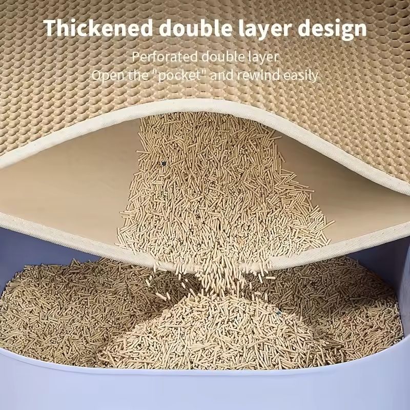 Large Honeycomb DoubleLayer Cat Litter Mat  Waterproof  Easy Clean 5
