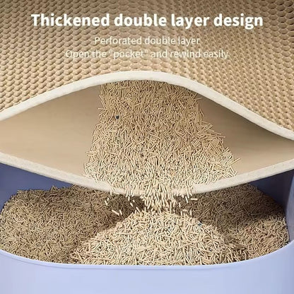 Large Honeycomb DoubleLayer Cat Litter Mat  Waterproof  Easy Clean 5