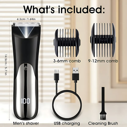 Trimmer Shaver For Man Electric, USB Rechargeable Li-ion Battery Display, Precision Beard, Whisker, Sideburns Razor