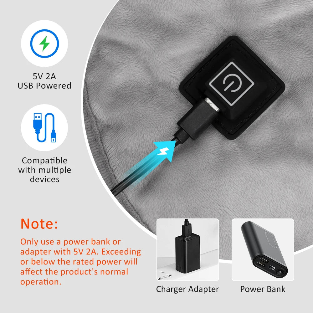 USB Heated Back Wrap Electric Heating Shoulder Neck Pad Soft Hot Compress Neck Shoulder Pad 4