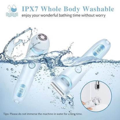 2in1 Electric Ladies Shaver  Bikini Trimmer  Waterproof IPX7 Hair Removal For Face Underarms Legs
