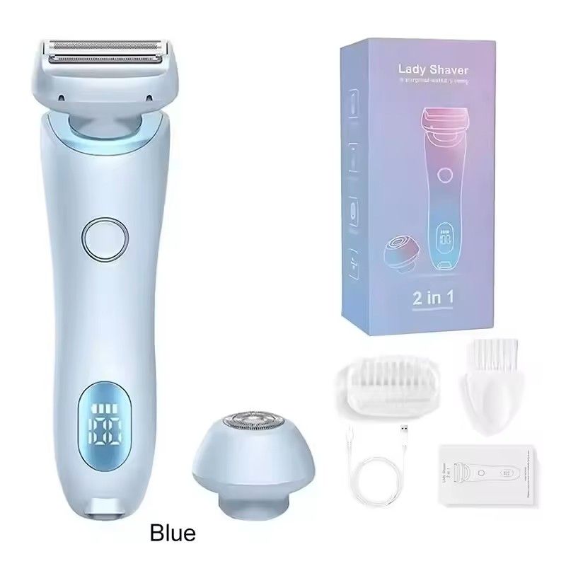 2in1 Electric Ladies Shaver  Bikini Trimmer  Waterproof IPX7 Hair Removal For Face Underarms Legs