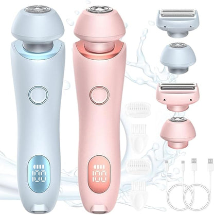 2in1 Electric Ladies Shaver  Bikini Trimmer  Waterproof IPX7 Hair Removal For Face Underarms Legs