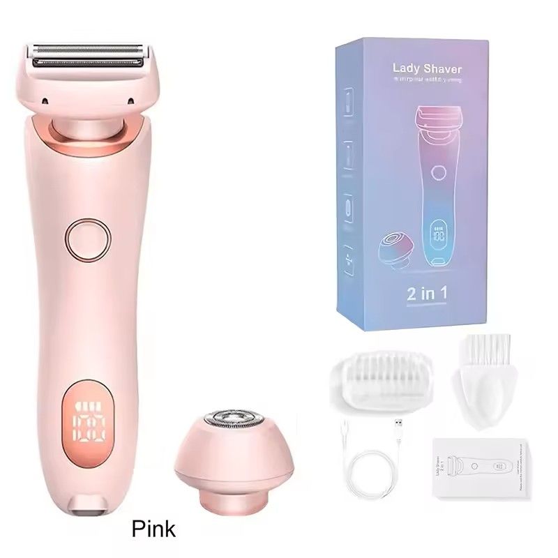 2in1 Electric Ladies Shaver  Bikini Trimmer  Waterproof IPX7 Hair Removal For Face Underarms Legs