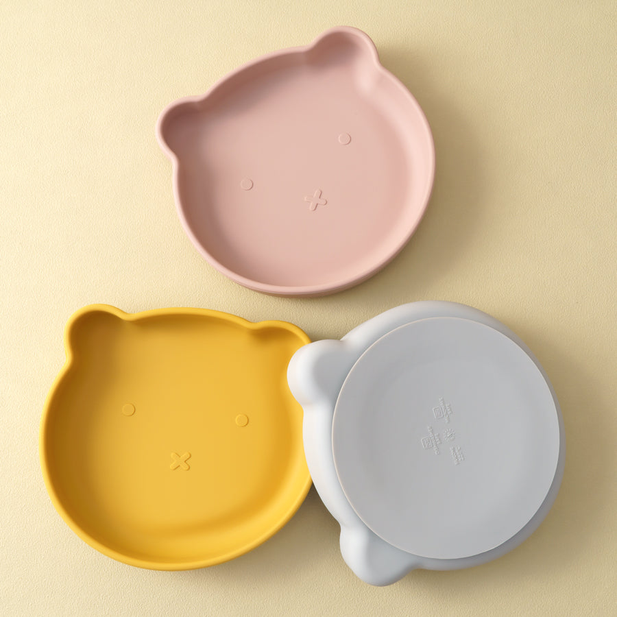 Suction Silicone Baby Plate, Cartoon Bear Shape Eating Plate, Baby Food Storage, Kids Tableware for Training