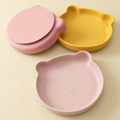 Suction Silicone Baby Plate, Cartoon Bear Shape Eating Plate, Baby Food Storage, Kids Tableware for Training
