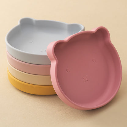 Suction Silicone Baby Plate, Cartoon Bear Shape Eating Plate, Baby Food Storage, Kids Tableware for Training