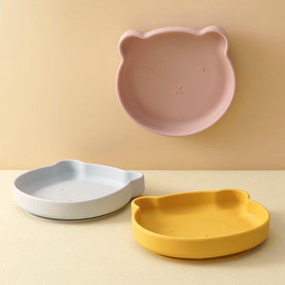 Suction Silicone Baby Plate, Cartoon Bear Shape Eating Plate, Baby Food Storage, Kids Tableware for Training
