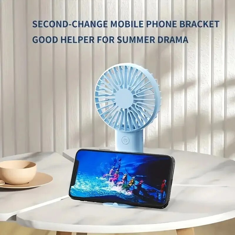 Portable Mini USB Charging Handheld Fan, Outdoor Small Fan With Mobile Phone Holder