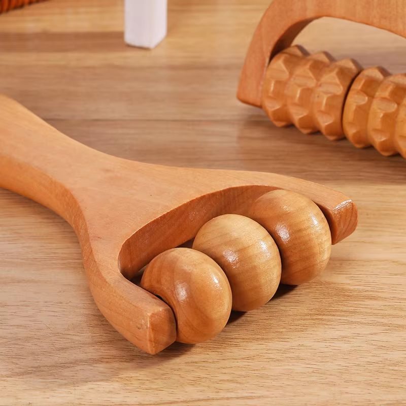 Wooden Roller Massager For Neck Shoulder And Legs  Handheld Full Body Relaxation Tool 1