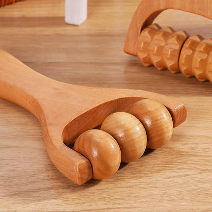 Wooden Roller Massager For Neck Shoulder And Legs  Handheld Full Body Relaxation Tool 1