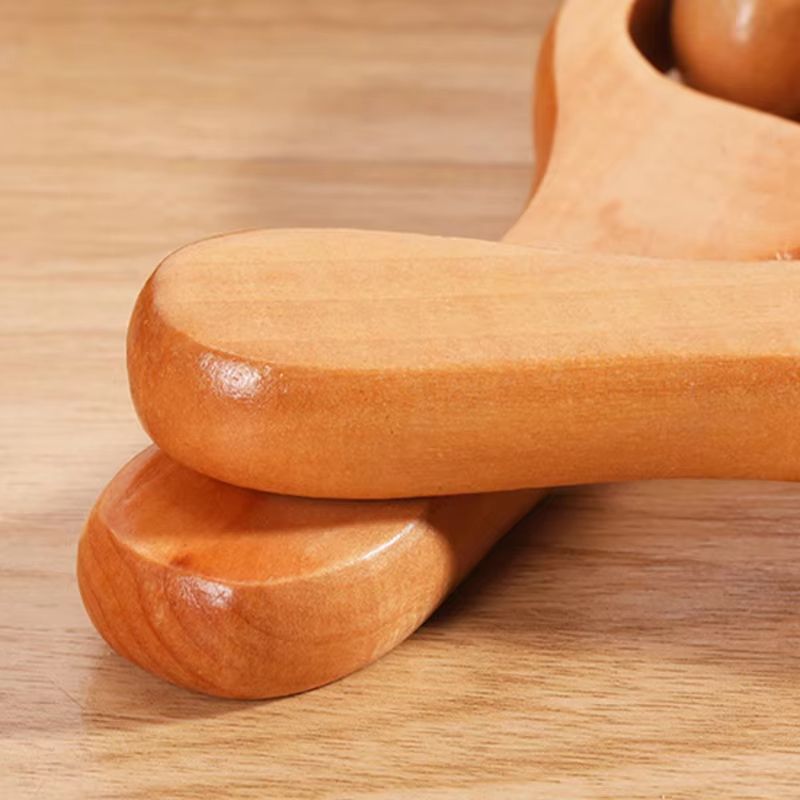 Wooden Roller Massager For Neck Shoulder And Legs  Handheld Full Body Relaxation Tool 4