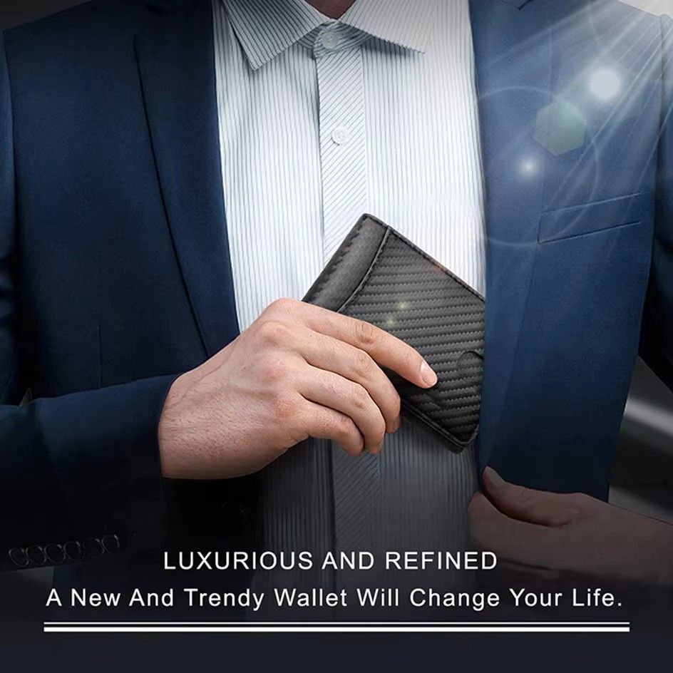 Slim RFIDBlocking Smart Wallet For Men  Synthetic Leather Credit Card Holder With Money Clip  Ultra