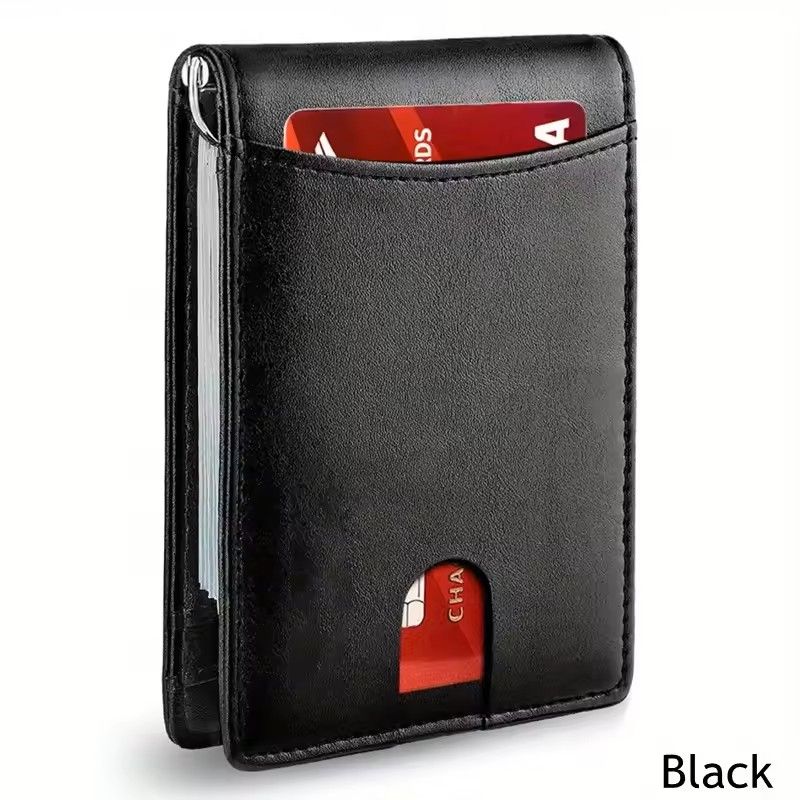 Slim RFIDBlocking Smart Wallet For Men  Synthetic Leather Credit Card Holder With Money Clip  Ultra