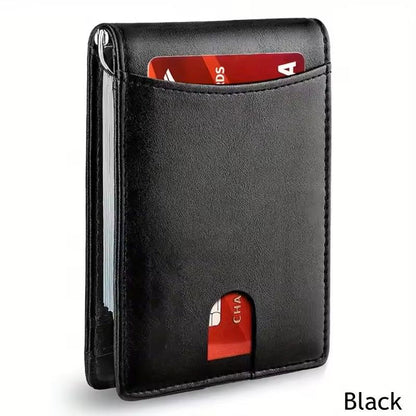 Slim RFIDBlocking Smart Wallet For Men  Synthetic Leather Credit Card Holder With Money Clip  Ultra
