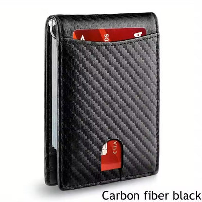 Slim RFIDBlocking Smart Wallet For Men  Synthetic Leather Credit Card Holder With Money Clip  Ultra