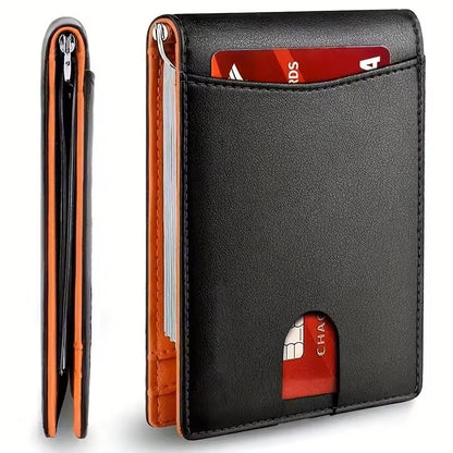 Slim RFIDBlocking Smart Wallet For Men  Synthetic Leather Credit Card Holder With Money Clip  Ultra