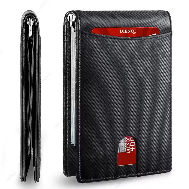 Slim RFIDBlocking Smart Wallet For Men  Synthetic Leather Credit Card Holder With Money Clip  Ultra