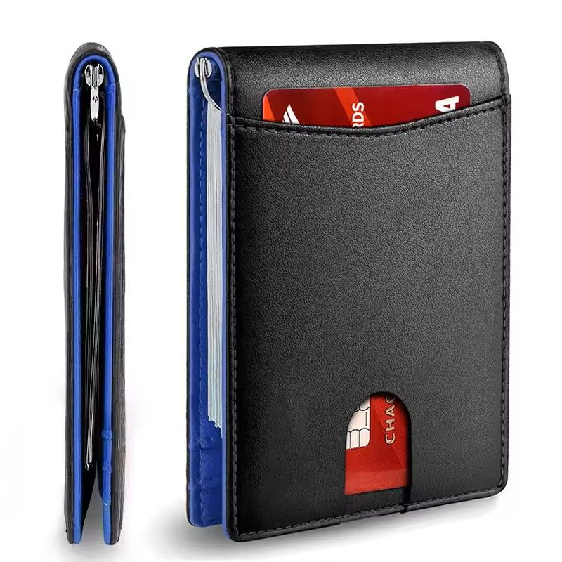 Slim RFIDBlocking Smart Wallet For Men  Synthetic Leather Credit Card Holder With Money Clip  Ultra