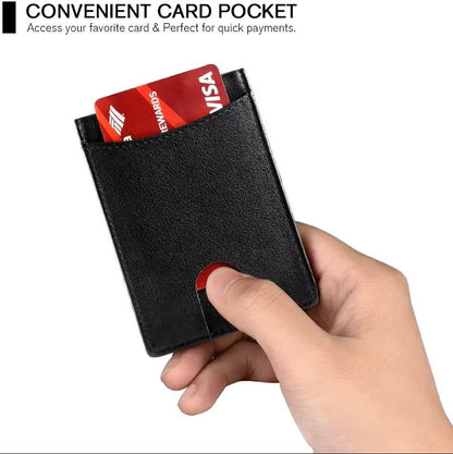 Slim RFIDBlocking Smart Wallet For Men  Synthetic Leather Credit Card Holder With Money Clip  Ultra