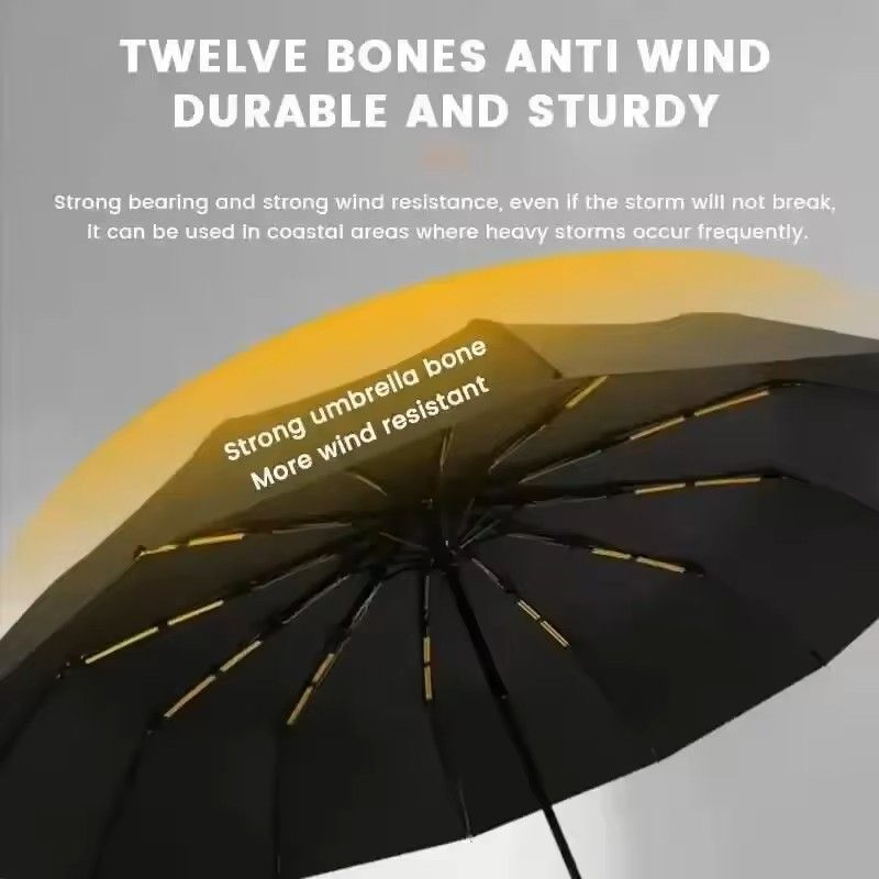 12Rib Automatic UVProtection Umbrella  HeavyDuty Windproof  Foldable SunRain Umbrella 4