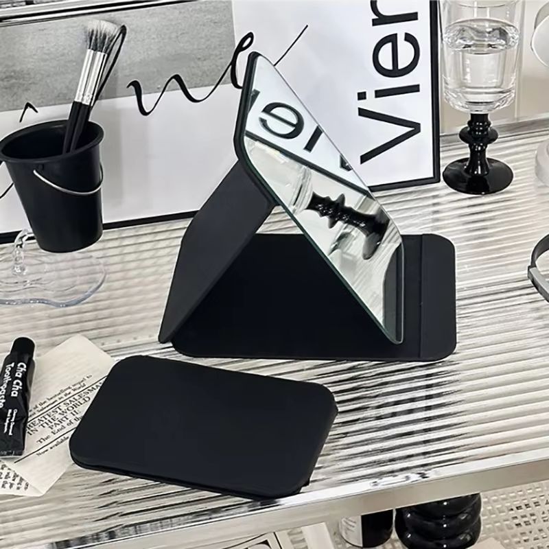 Foldable PU Leather Desktop And Handheld Makeup Mirror Compact Cute Pocket Design 3