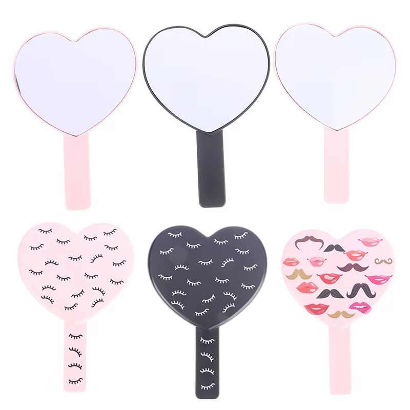 HeartShaped Handheld Eyelash Inspection Mirror  Portable Makeup Gadget 1