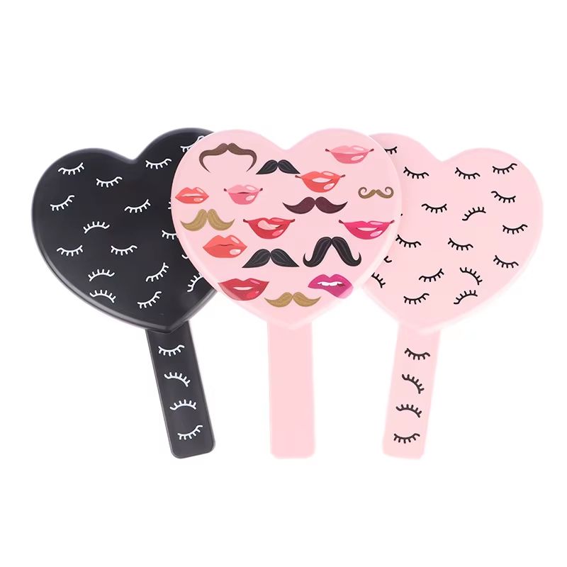 HeartShaped Handheld Eyelash Inspection Mirror  Portable Makeup Gadget 2