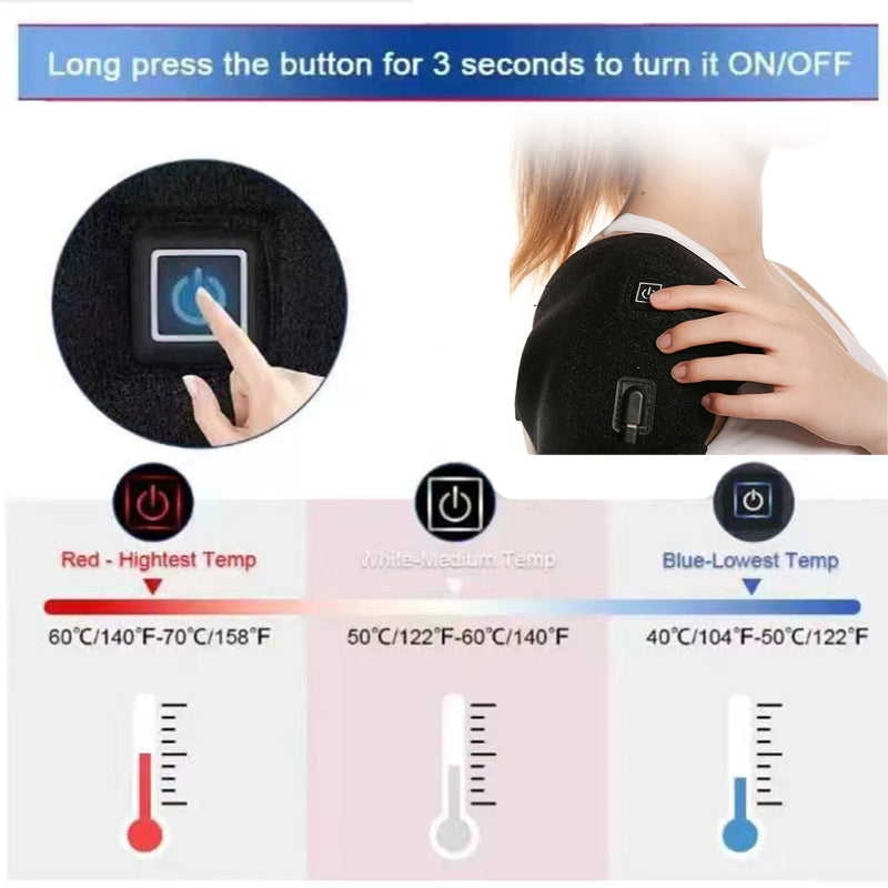 USB Powered Electric Heated Shoulder Strap, Three Temperature Adjustable Support
