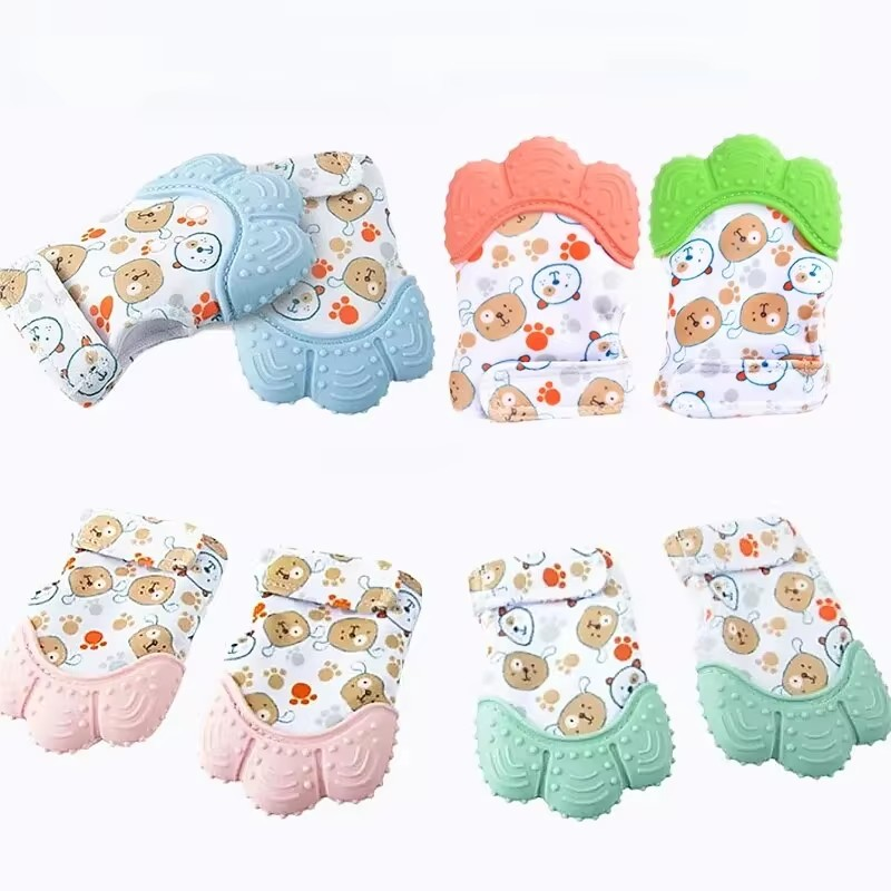 Baby Teething Mittens, Silicone Chewing Gloves, Multi-Layer Teether for Newborns, Baby Soother Teething Relief