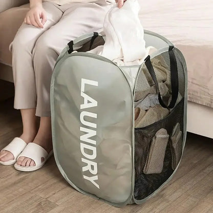 Foldable Laundry Basket Mesh Popup Dirty Clothes Storage Large Capacity Storage Basket 2