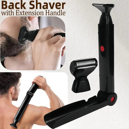 Electric Back Shaver For Men Rechargeable Groomer Foldable Handle Facial Hair Trimmer Razor Back Ha