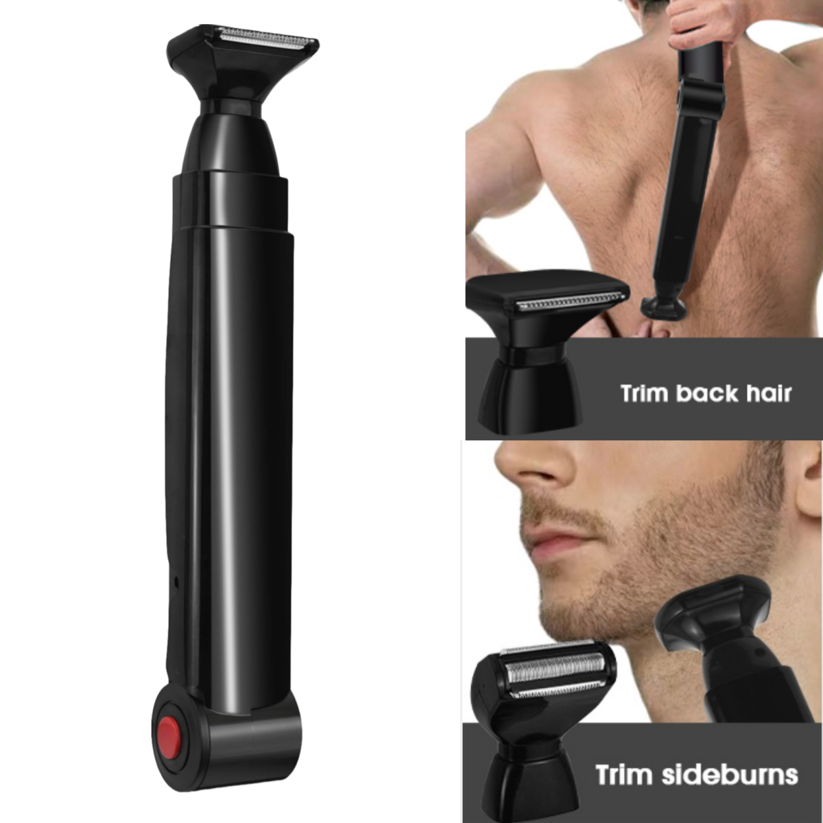 Electric Back Shaver For Men Rechargeable Groomer Foldable Handle Facial Hair Trimmer Razor Back Ha